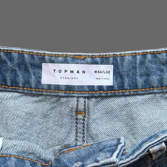 Topman Straight Leg Denim Shorts Light Blue Wash Size 34 NWT - Picture 4 of 9